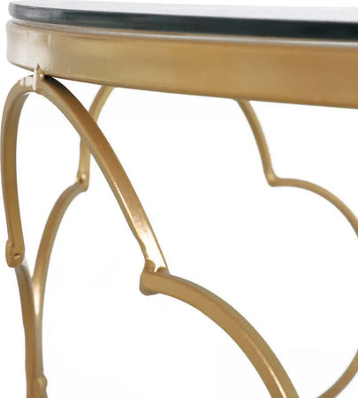 Set-di-2-Tavolini-da-Salotto-Impilabili-Art-Deco-in-Metallo-con-Piano-in-Vetro,-Oro-TG6833-675TG6