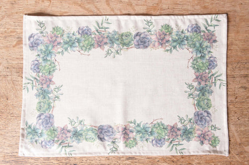 Set di 2 tovagliette americane colazione coppia tovagliette 35 X 50 CM in misto lino stampa floreale fiori  morbide resistenti eleganti made in italy SUCCULENTE