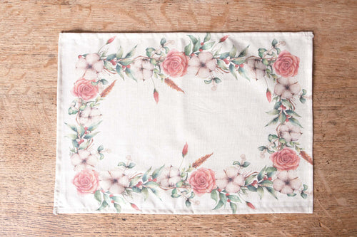 Set di 2 tovagliette americane colazione coppia tovagliette 35 X 50 CM in misto lino stampa floreale fiori  morbide resistenti eleganti made in italy FIOR DI COTONE