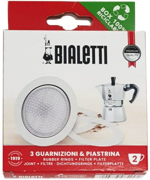 Set di 3 Guarnizioni e 1 Portafiltro a 2 Tazze Moka Bialetti