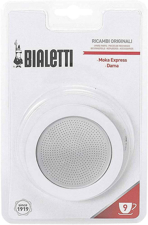 Set di 3 Guarnizioni e 1 Portafiltro a 9 Tazze Moka Bialetti