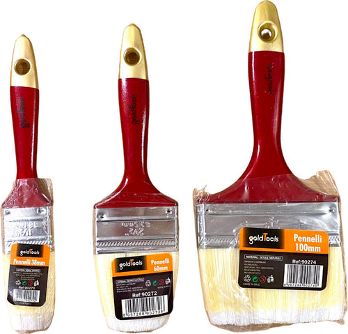 Set di 3 Pennelli Pittura 38mm - 60mm - 100mm Fai da te/Pitture trattamenti per pareti e utensili/Strumenti e attrezzi per verniciatura/Applicazione colore/Pennelli/Pennelli per smalto Led Mall Home - Napoli, Commerciovirtuoso.it