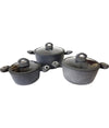 Set Di 3 Pentole Casseruole Batteria In Pietra Lavica Antiaderente Antigraffio