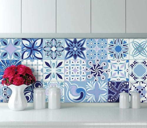Set di 30 adesivi murali Mosaico cementine blu, 10 × 10 cm 0363 Ambiance Casa e cucina/Decorazioni per interni/Accessori decorativi/Sticker decorativi/Adesivi e murali da parete/Adesivi da parete Scontolo.net - Potenza, Commerciovirtuoso.it