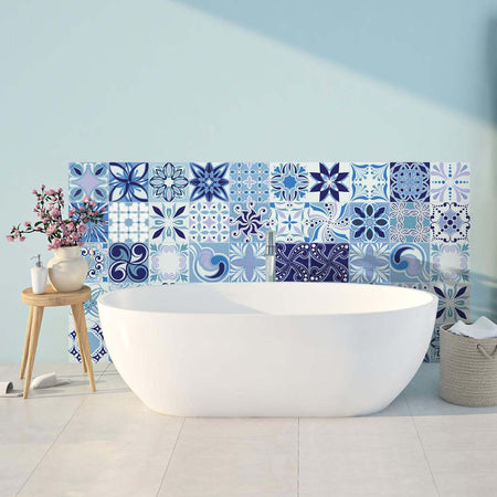 Set di 30 adesivi murali Mosaico cementine blu, 10 × 10 cm 0363 Ambiance Casa e cucina/Decorazioni per interni/Accessori decorativi/Sticker decorativi/Adesivi e murali da parete/Adesivi da parete Scontolo.net - Potenza, Commerciovirtuoso.it