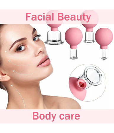 Set Di 4 Coppette Per Massaggio Facciale Sfera In Silicone Massaggiatore Schiena