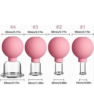 Set Di 4 Coppette Per Massaggio Facciale Sfera In Silicone Massaggiatore Schiena