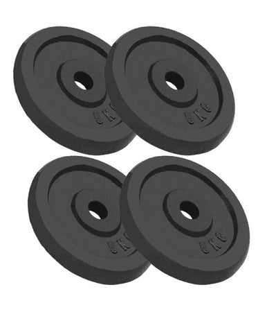 Set Di 4 Dischi Per Pesi Manubri Da 5 Kg In Ghisa Bilanciere F 30mm Colore Nero