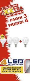 Set di 4 LAMPADINE LED A SFERA G45 4W - 30W ATTACCO E14 LUCE CALDA 3000° K CLASSE A+ Illuminazione/Lampadine/Lampadine a LED Scontolo.net - Potenza, Commerciovirtuoso.it