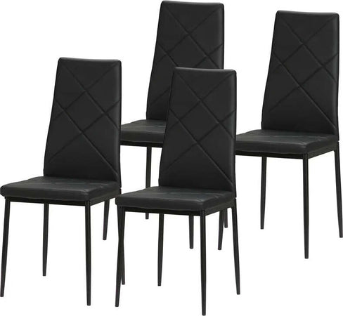 Set-di-4-Sedie-da-Pranzo-con-Schienale-Alto-in-Finta-Pelle-e-Acciaio,-41x50x97cm,-Nero-TG1835-835V00BKTG1