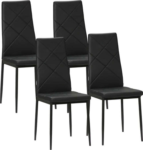 Set-di-4-Sedie-da-Pranzo-con-Schienale-Alto-in-Finta-Pelle-e-Acciaio,-41x50x97cm,-Nero-TG1835-835V00BKTG1