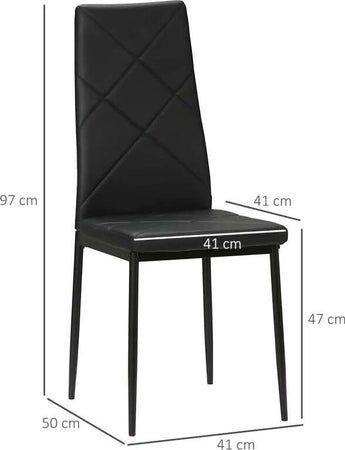 Set-di-4-Sedie-da-Pranzo-con-Schienale-Alto-in-Finta-Pelle-e-Acciaio,-41x50x97cm,-Nero-TG1835-835V00BKTG1