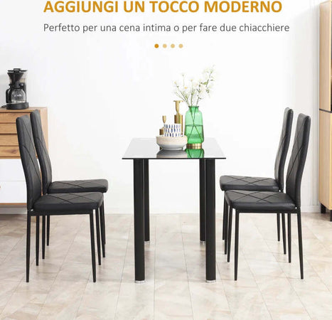 Set-di-4-Sedie-da-Pranzo-con-Schienale-Alto-in-Finta-Pelle-e-Acciaio,-41x50x97cm,-Nero-TG1835-835V00BKTG1