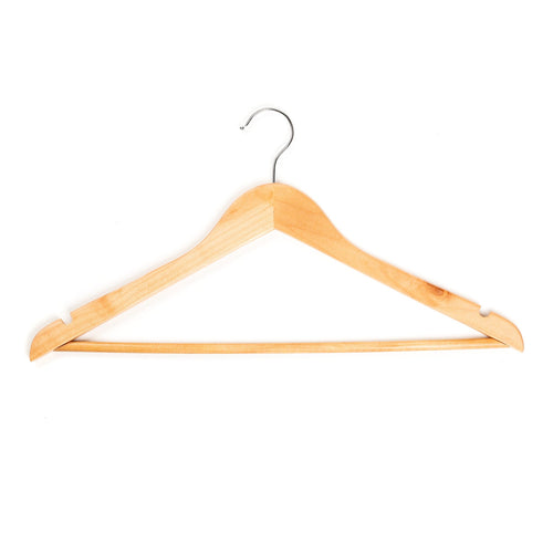 Grucce appendiabiti in legno con tacche e barra per pantaloni 43 cm