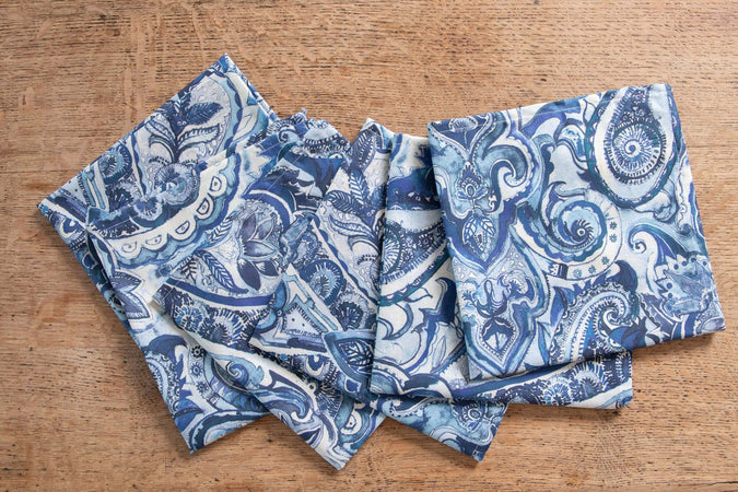Set Di 6 Tovaglioli Da Tavola In Stoffa 45 X 45 Cm 100% Cotone Stampa Digitale Dai Colori Vivi Ed Intensi Lavabili In Lavatrice Made In Italy Paisley Blu Casa e cucina/Tessili per la casa/Tessili da cucina/Tovaglioli Novilunio - Sesto San Giovanni, Commerciovirtuoso.it