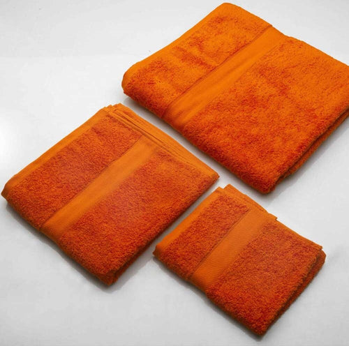 Set-di-Asciugamani-per-il-bagno-in-cotone-di-colore-arancio