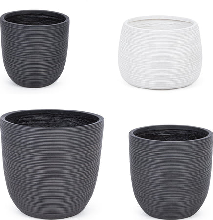 Set Di Balconiere Vasi Da Giardino Balcone Esterno per Piante Antracite Stripes Giardino e giardinaggio/Attrezzi da giardino e attrezzature per l'irrigazione/Vasi e accessori per piante/Balconiere Decor Space - Altamura, Commerciovirtuoso.it