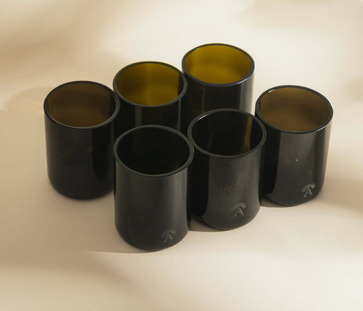 Set di bicchieri di vetro riciclato colorati/neri/verdi | bicchieri colorati ecosostenibili / bicchieti da bottiglie di vino colorate