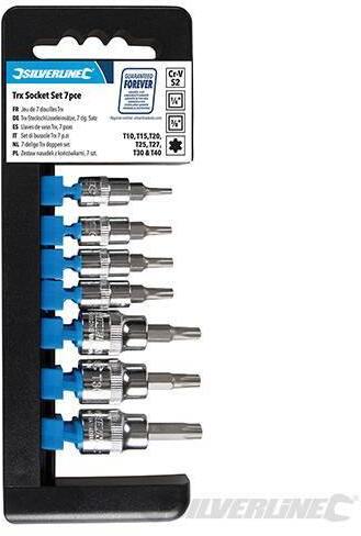 Set di bussole chiavi inserti 1/4 e 3/8 per punte T10 - T40 Silvelrine 7pz