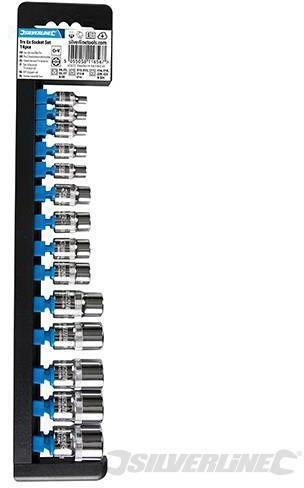 Set di bussole chiavi inserti E4-E24 Trx esagonali meccanica 14 pz Silverline