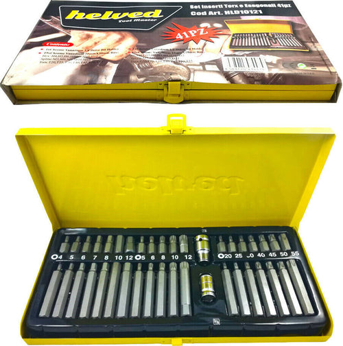 Set Di Chiavi Inserti 41 Pezzi Torx Esagonali E Mille Righe + 2 Adattatori H4,H5,H6,H7,H8,H10,H12 Fai da te/Utensili elettrici e a mano/Utensili a mano/Chiavi e chiavi inglesi/Chiavi con estremità aperta Trade Shop italia - Napoli, Commerciovirtuoso.it