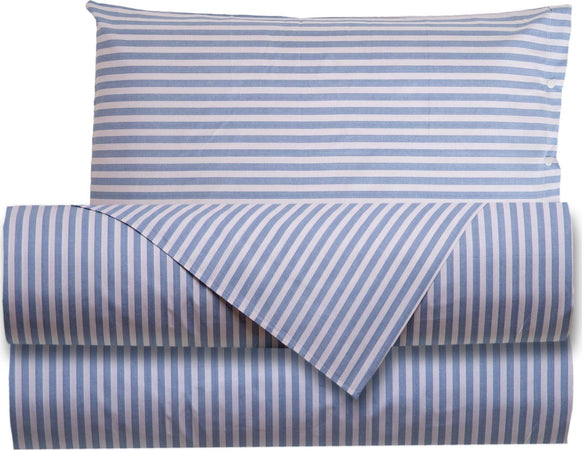 Set Di Lenzuola E Federe Completo Letto Con Stampa Fantasia a Righe in 100% Cotone Made in Italy Riga Mini Azzurro Casa e cucina/Tessili per la casa/Biancheria da letto/Lenzuola e federe/Set di lenzuola e federe Smartdecohome - Sesto San Giovanni, Commerciovirtuoso.it