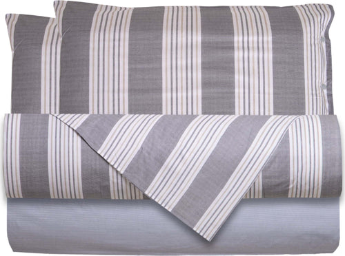 Set Di Lenzuola E Federe Completo Letto in Stampa Fantasia a Righe Grigio 100% Cotone Made in Italy Casa e cucina/Tessili per la casa/Biancheria da letto/Lenzuola e federe/Set di lenzuola e federe Smartdecohome - Sesto San Giovanni, Commerciovirtuoso.it