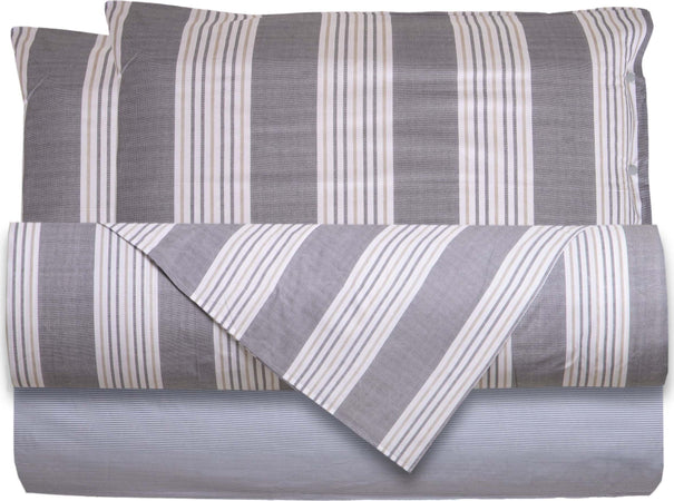 Set Di Lenzuola E Federe Completo Letto in Stampa Fantasia a Righe Grigio 100% Cotone Made in Italy Casa e cucina/Tessili per la casa/Biancheria da letto/Lenzuola e federe/Set di lenzuola e federe Smartdecohome - Sesto San Giovanni, Commerciovirtuoso.it