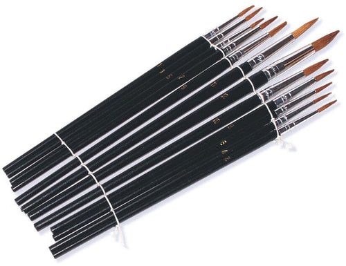 SET DI PENNELI ROTONDI CON MANICI IN LEGNO VERNICIATO NERO 12 PEZZI BEAST