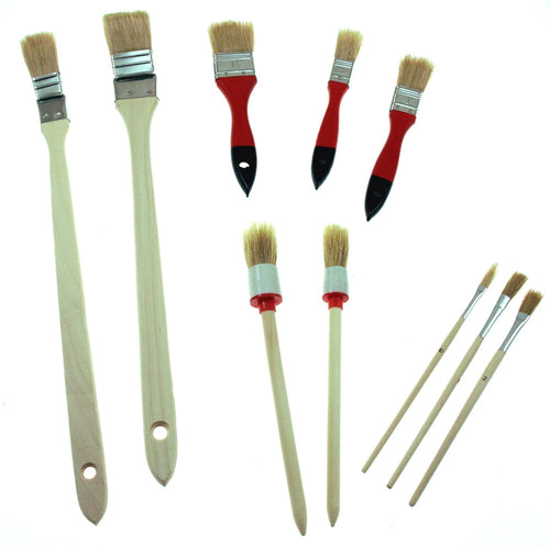 SET DI PENNELLI PIATTI E TONDI 10 pezzi CON MANICO IN LEGNO BEAST