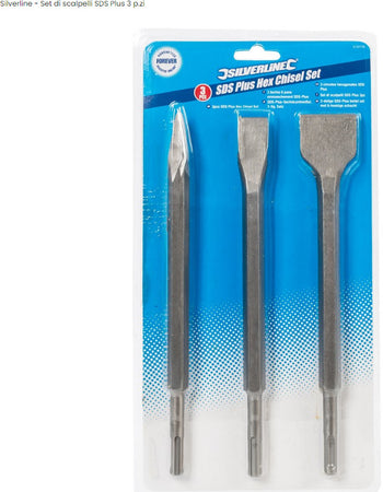 Set di scalpelli SDS Plus con manico esagonale robusto 3 pezzi offertissima silverline