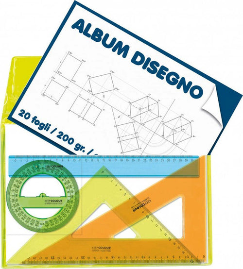 Set-disegno-con-riga-da-30cm-,goniometro-360,-coppia-di-squadre-30cm-in-custodia-fluo-Arda