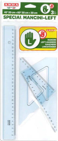 Set disegno per mancini - riga 30cm - squadre 45-60gradi - Arda Cancelleria e prodotti per ufficio/Scuola e materiale didattico/Materiale scolastico/Righelli e squadre Eurocartuccia - Pavullo, Commerciovirtuoso.it