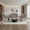 Set divani Potter 2 e 3 posti e poltrona recliner manuali in tessuto Mia 103-05 beige