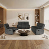 Set divani Potter 2 e 3 posti e poltrona recliner manuali in tessuto Mia 103-27 grigio scuro