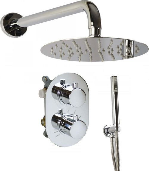 Set-Doccia-ad-Incasso-EOLIE-con-Soffione-tondo,-Braccio,-Miscelatore-Termostatico-e-Doccetta