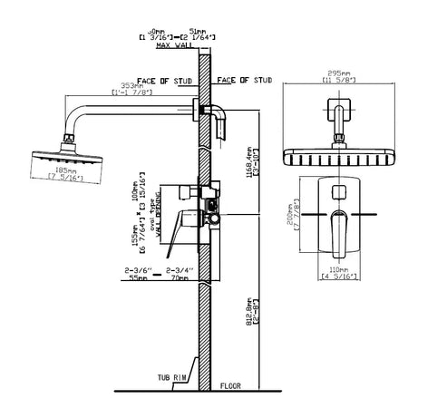 Set Doccia LEA GUN METAL Installazione Ad Incasso