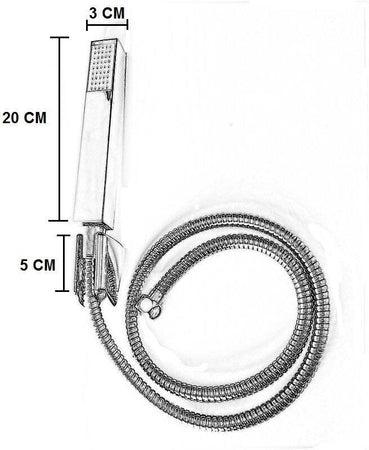 Set doccia minimalista, doccetta squadrata con flessibile cm 120