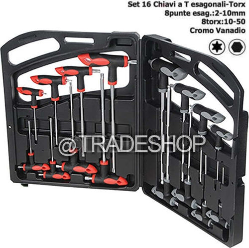 Set Kit 16 Pz Chiavi Chiave A T Esagonali E Torx Lunghe Valigetta Professionali Fai da te/Utensili elettrici e a mano/Utensili a mano/Chiavi e chiavi inglesi/Chiavi esagonali Trade Shop italia - Napoli, Commerciovirtuoso.it