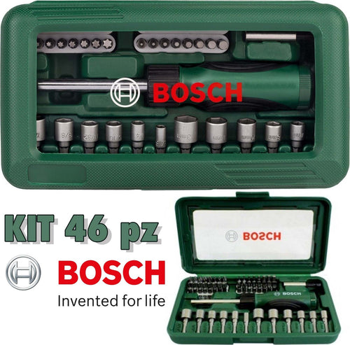SET KIT 46 PZ CHIAVI A BUSSOLA A CRICCHETTO CON CACCIAVITE PER AVVITATORE BOSCH Fai da te/Utensili elettrici e a mano/Utensili a mano/Bussole e set di bussole/Corredi di bussole/Standard Trade Shop italia - Napoli, Commerciovirtuoso.it