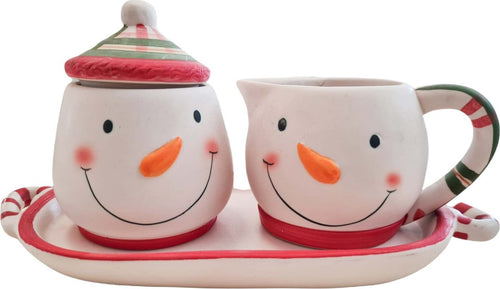 Set lattiera e zuccheriera Natalizia decorata con Pupazzo di Neve h 11 cm Casa e cucina/Decorazioni per interni/Addobbi e decorazioni per ricorrenze/Decorazioni natalizie/Oggettistica MagiediNatale.it - Altamura, Commerciovirtuoso.it