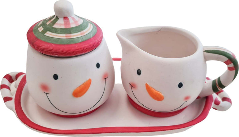 Set lattiera e zuccheriera Natalizia decorata con Pupazzo di Neve h 11 cm Casa e cucina/Decorazioni per interni/Addobbi e decorazioni per ricorrenze/Decorazioni natalizie/Oggettistica MagiediNatale.it - Altamura, Commerciovirtuoso.it