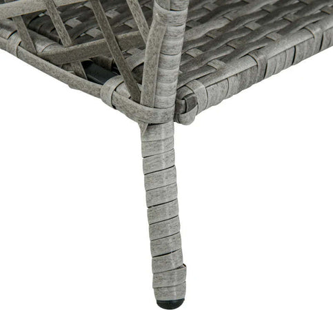 Set-Lettino-Prendisole-e-Tavolino-in-Rattan-PE,-Sdraio-da-Giardino-Regolabile-su-5-Posizioni-e-Tavolino-a-2-Ripiani,-Bianco-Crema-862-054GY