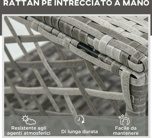 Set-Lettino-Prendisole-e-Tavolino-in-Rattan-PE,-Sdraio-da-Giardino-Regolabile-su-5-Posizioni-e-Tavolino-a-2-Ripiani,-Bianco-Crema-862-054GY