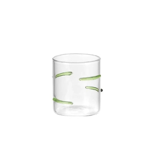 Set Liquorini 4 pz Evviva 6130 – Lignes in Vetro Trasparente con Dettagli Verdi