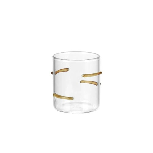 Set Liquorini 4 pz Evviva 6131 – Lignes in Vetro Trasparente con Dettagli Ambra