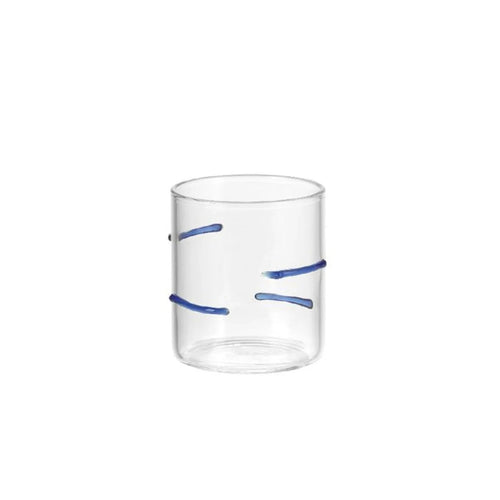 Set Liquorini 4 pz Evviva 6133 – Lignes in Vetro Trasparente con Dettagli Blu
