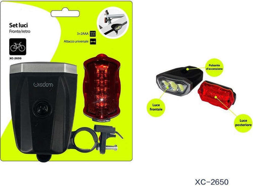 Set Luci Fronte/retro A Batteria Per Bici Bicicletta Attacco Universale Xc-2650 Sport e Tempo Libero > Ciclismo > Luci per Bici > Sport Trade Shop italia - Napoli, Commerciovirtuoso.it