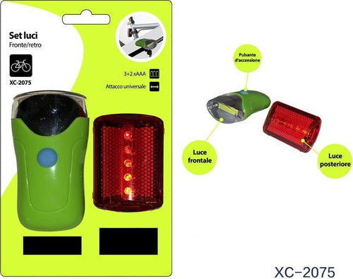 Set Luci Led A Batteria Anteriore Posteriore Per Bici Attacco Universale Xc-2075 Sport e Tempo Libero > Ciclismo > Luci per Bici > Sport Trade Shop italia - Napoli, Commerciovirtuoso.it