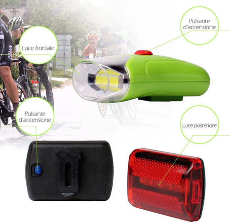 Set Luci Led A Batteria Anteriore Posteriore Per Bici Attacco Universale Xc-2075 Sport e Tempo Libero > Ciclismo > Luci per Bici > Sport Trade Shop italia - Napoli, Commerciovirtuoso.it